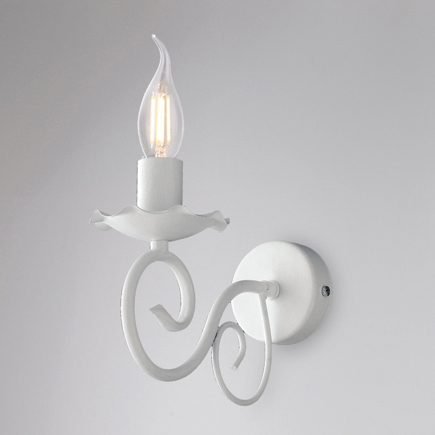 Applique Provenzale Alma 1 Luce Ferro Battuto Bianco Shabby - 2