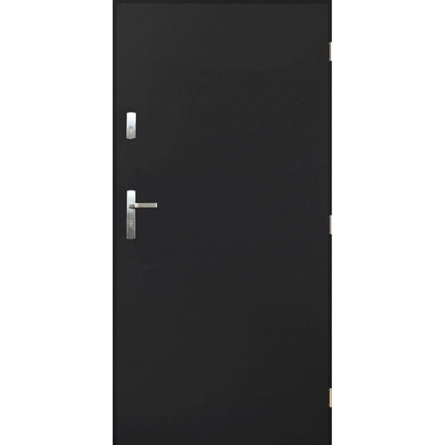 Porta de entrada TANGO Antracite em aço inoxidável - Com puxador e fechadura - Abertura à esquerda (empurrar) - Dimensões: 80 cm