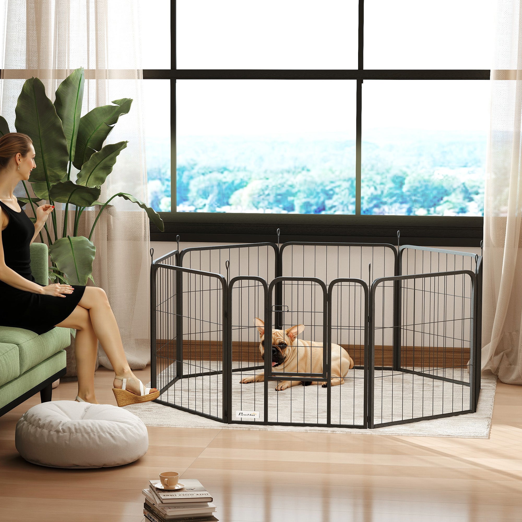 Parc pour chien enclos chien 8 panneaux modulable et pliable acier avec ...