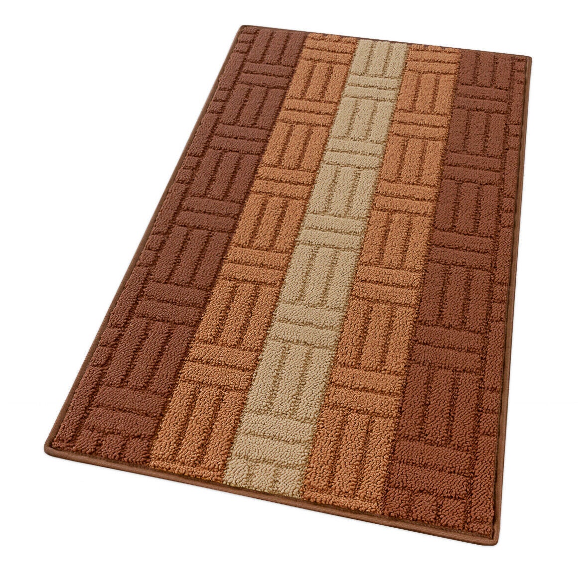 Dywan Kuchenny 57X145 cm Tkany 3D 100% Made in Italy Obszyty Chłonny Antypoślizgowy Brązowy