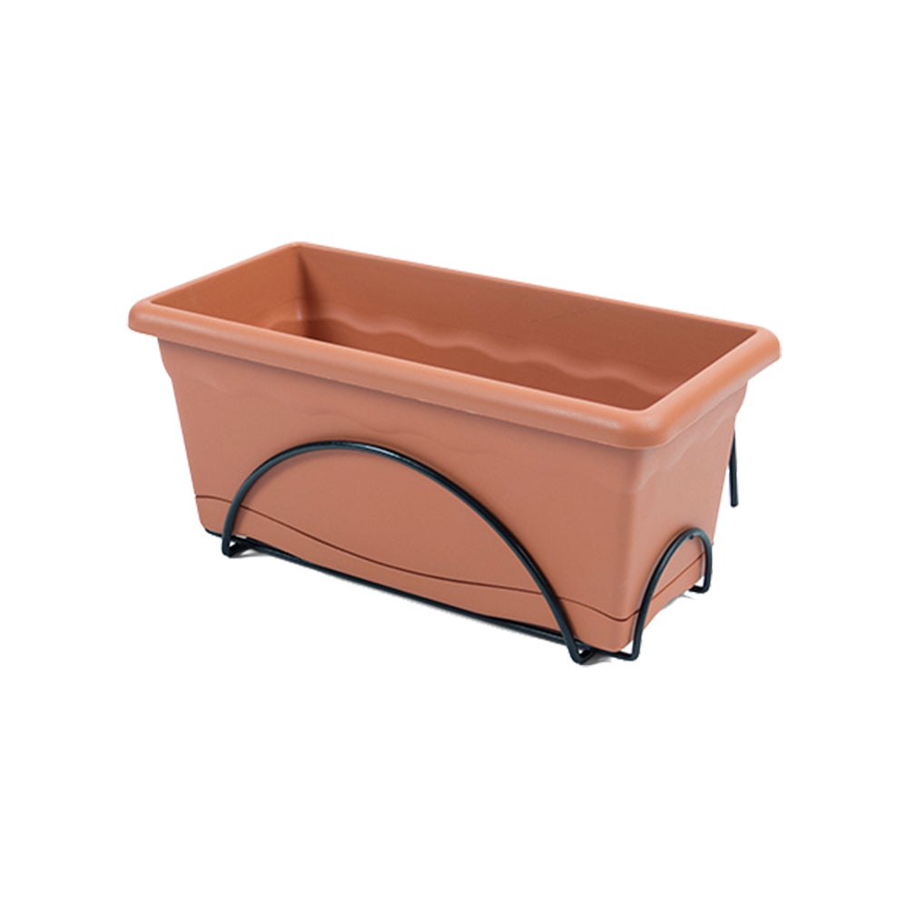 Jardinière avec plaque intégrée 40x24cm + support métallique. couleur terracota - 3