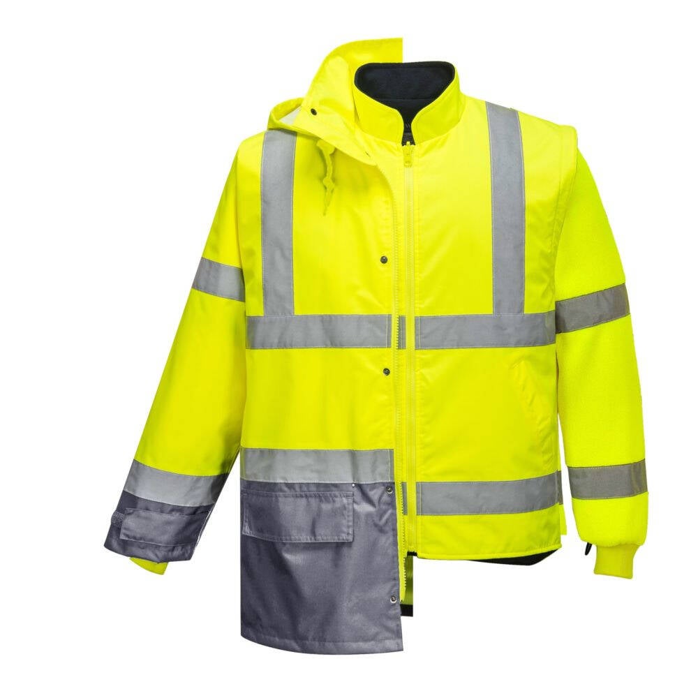 Parka Bicolore Portwest Traffic Jaune/Gris - Imperméable, Chauffant Et Haute Visibilité, Taille XXXL - 7