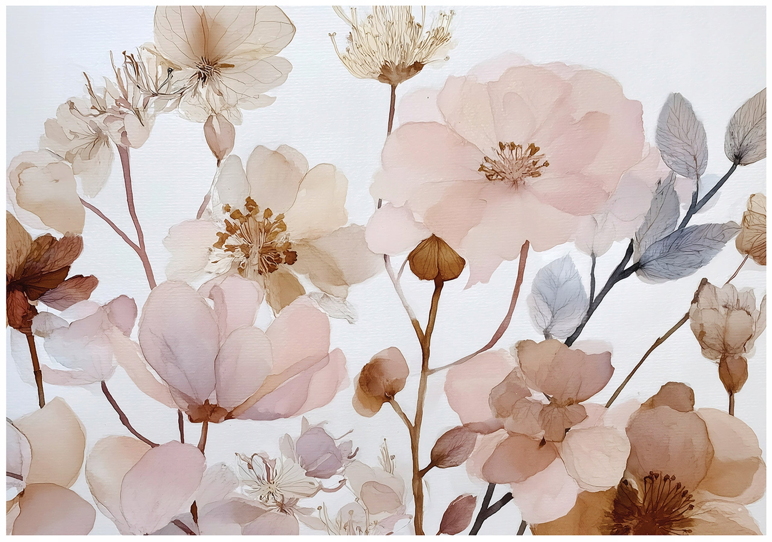 Fototapet flori bej boh Vlies Tapet Pentru Dormitor Camera Living Perete 400x280 cm