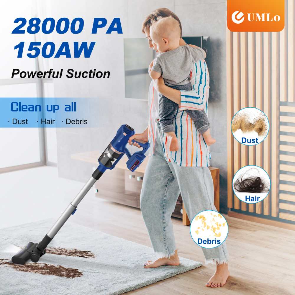Aspirador Sem Fio Potente 2-em-1 HEPA 300W Bateria 4000mAh Limpeza Pisos Móveis LED - 2