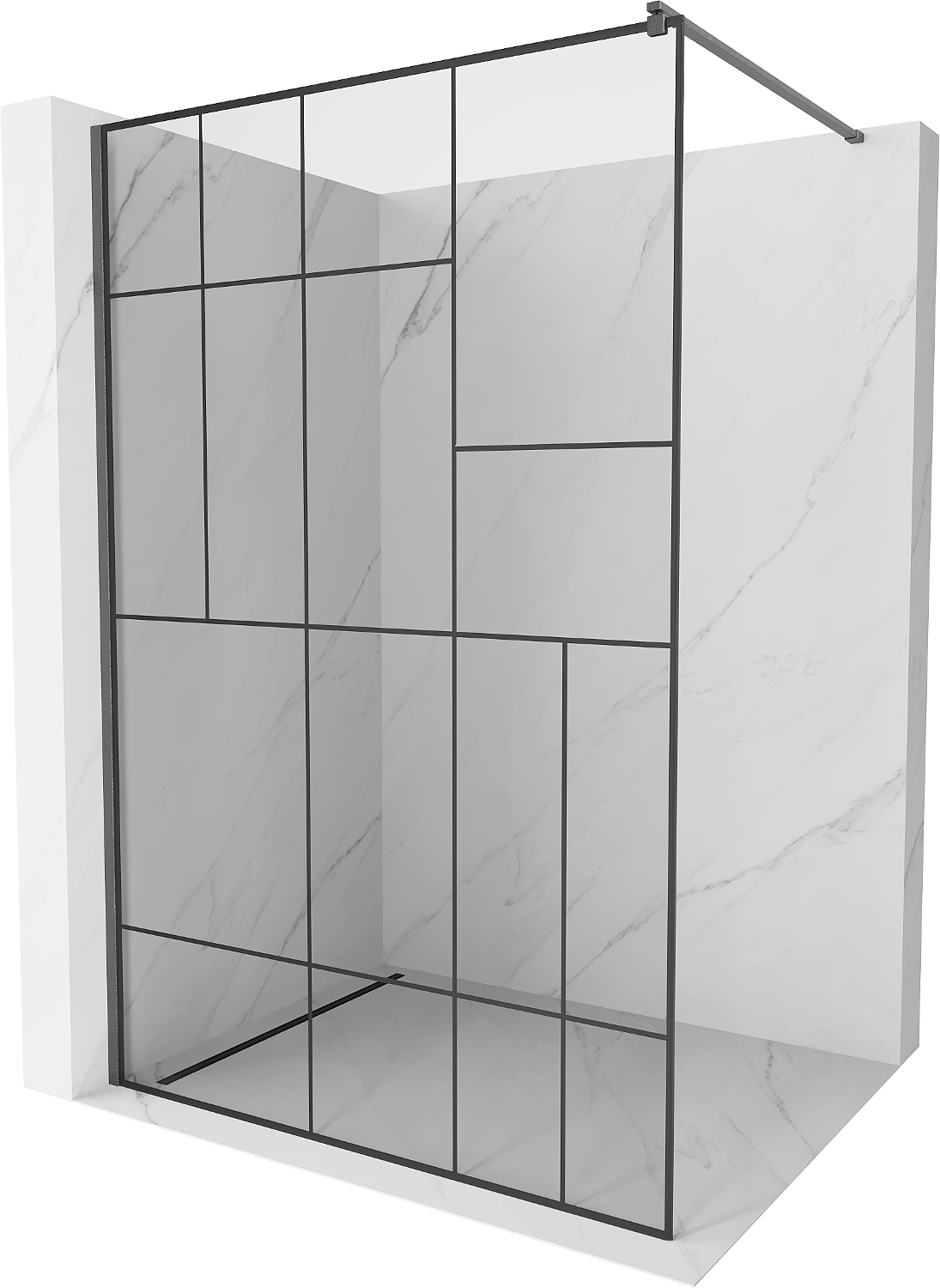 Mexen Kioto ścianka prysznicowa Walk-in 90 x 200 cm, czarny wzór 8 mm, gun gray szczotkowany - 800-090-101-66-78