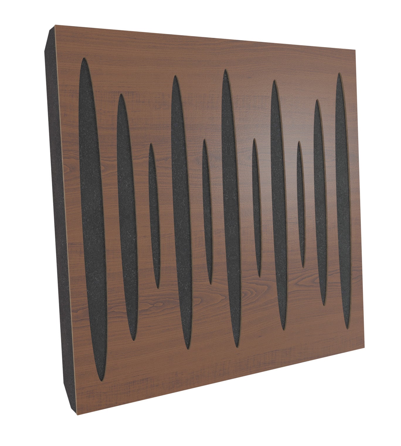 Lot de 4 Panneaux acoustiques insonorisants PULSAR 50x50x5 cm - 1 m² surf.totale - MDF perforé laminé et mousse acoustique - Noix - 2