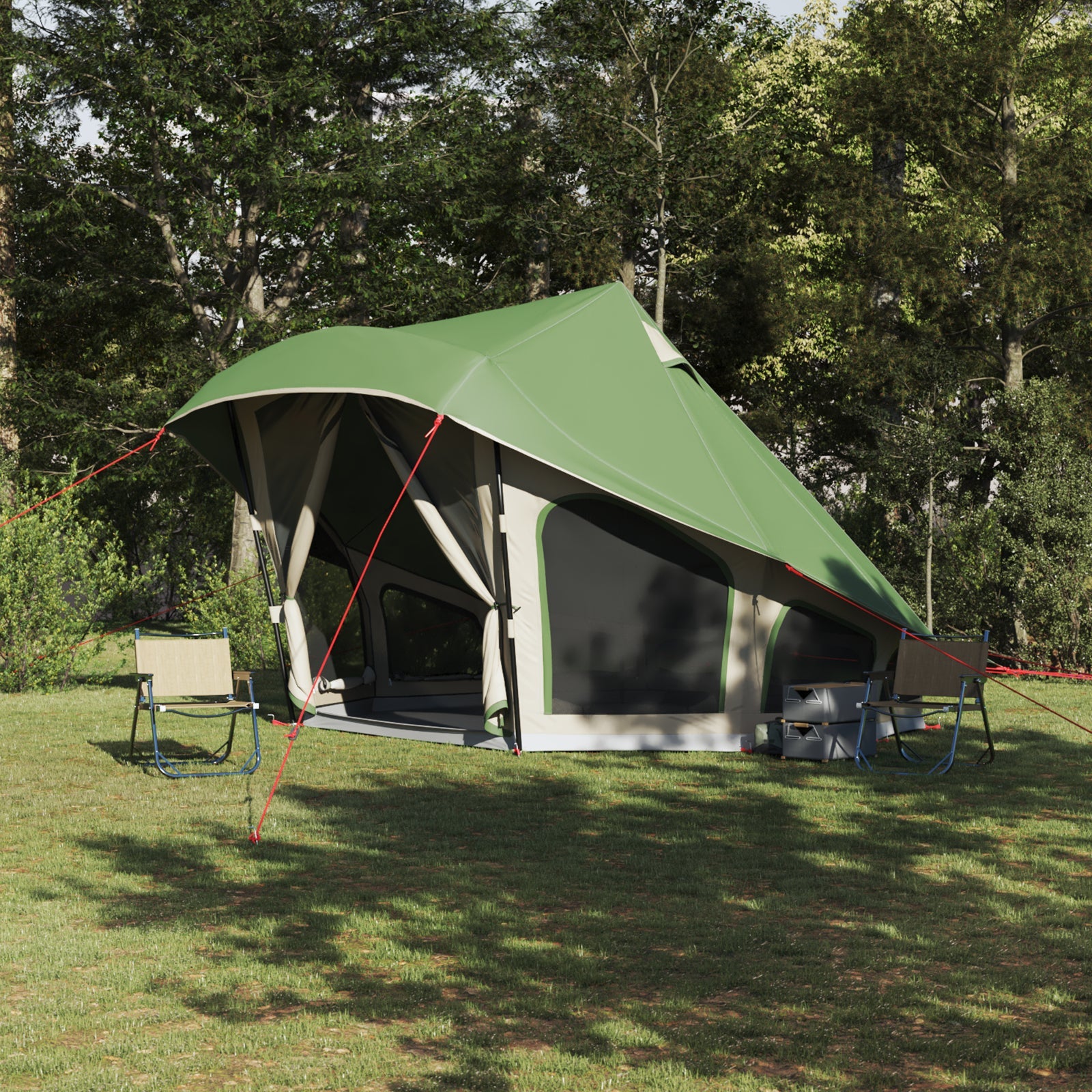 Rodzinny namiot tipi z dachem Zielony 508 x 470 x 300 cm