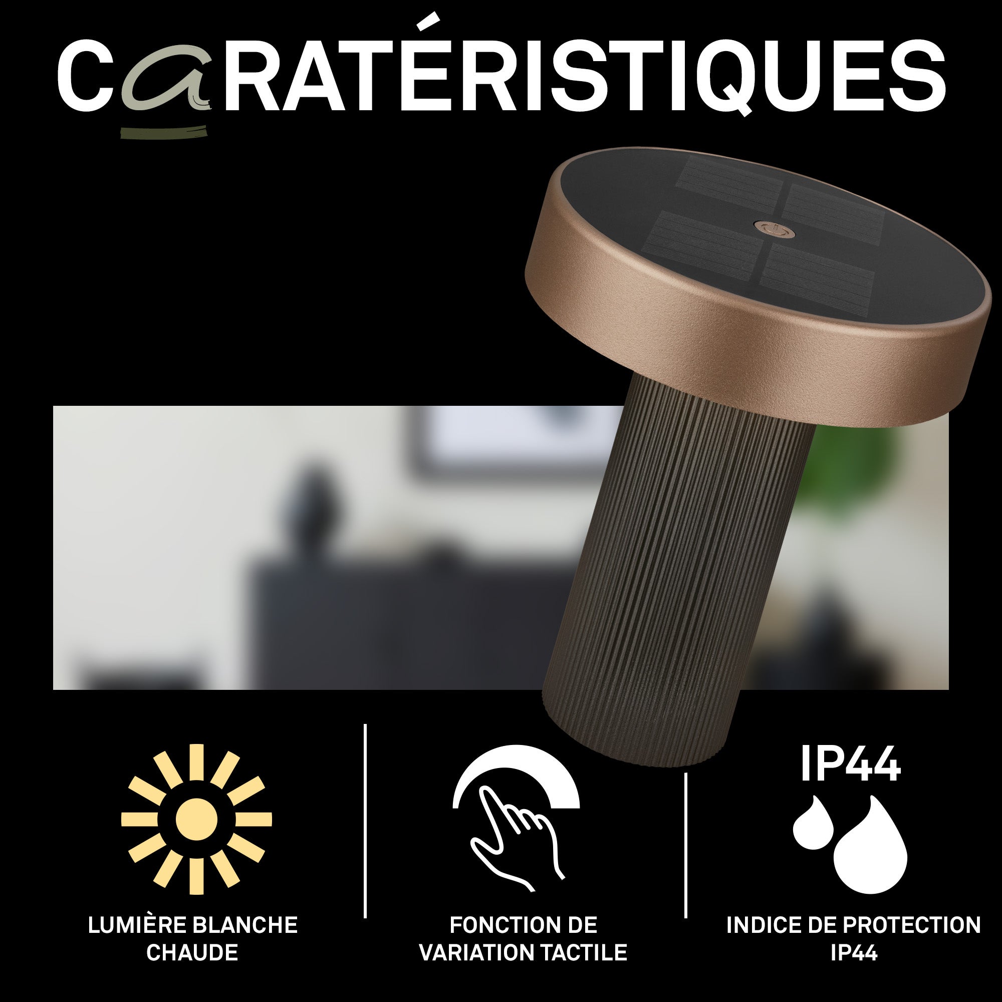 Lampe de table LED -German Design Award - Sans fil - Solaire - Ø16x20cm - Blanc chaud - 1W, 150lm - Briloner - 2