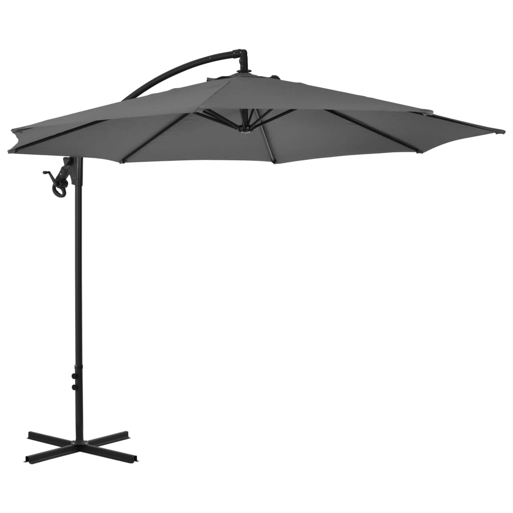 Parasol en porte-à-feux avec poteau Acier 300cm Anthracite - 4