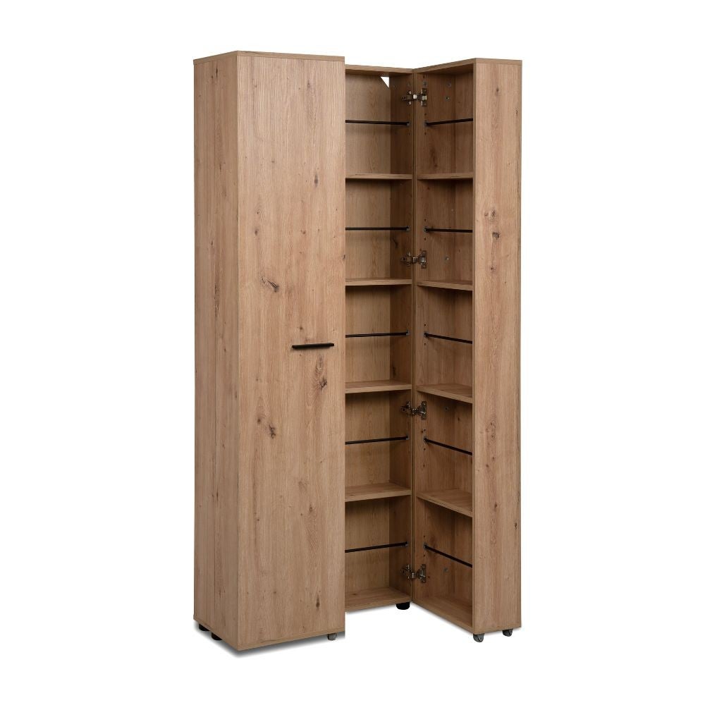 Meuble a chaussures Lugo - Décor chene artisan - 74 x 181,5 x 34 cm - Capacité 32 Paires - 8