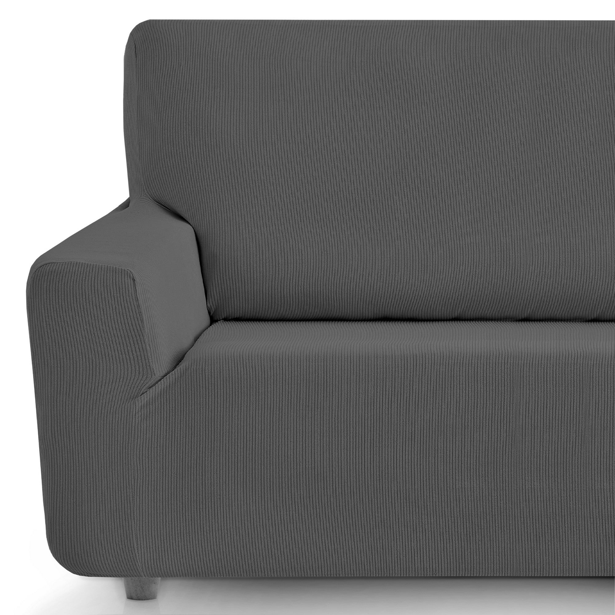 Housse De Canapé Bi-élastique Roc Relax Pour Méridienne Adaptable à Bras Long  250-360 Cm  Gris Fonce 87692529