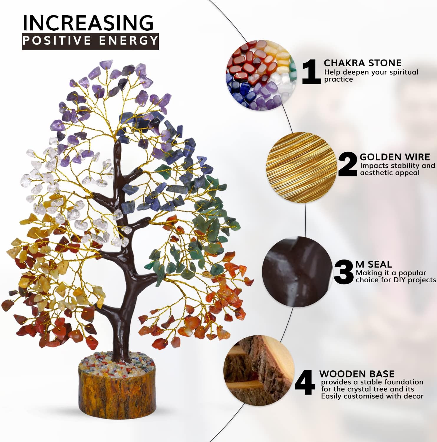 Albero della vita dei 7 chakra - Cristalli e pietre preziose - Decorazioni spirituali - Albero dei soldi - Regali portafortuna - Decorazioni per la ca - 2