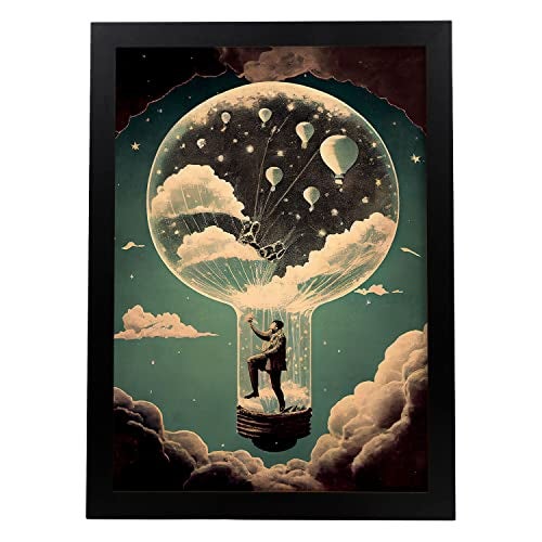 Nacnic poster bombilla en estilo surrealismo cinematográfico ilustraciones y grabados de historieta abstracta y artística para a3 sin marco