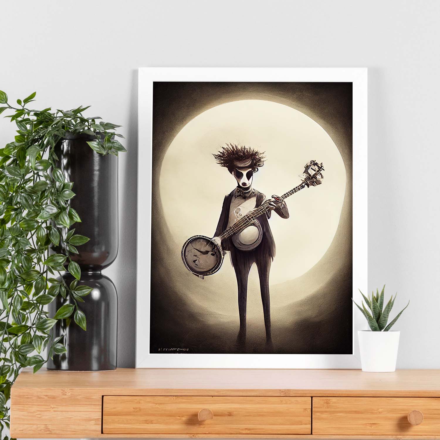 Nacnic lámina banjo tolerante al estilo de t burton ilustraciones de escenas y lugares inspiradas en arte gótico y oscuro diseño y a4 sin marco