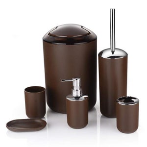 Set WC WENKO Terrazzo: Coprispazzola E Portarotolo In Acciaio Nero Con Finitura Terrazzo, Design Salvaspazio Per Bagno Moderno - 3