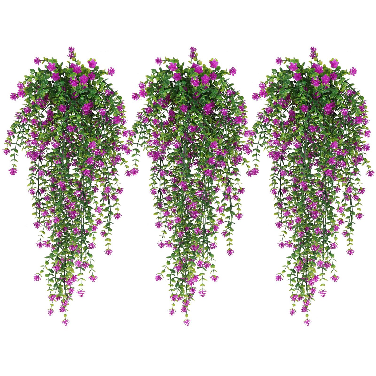 Mokof Paquete De 3 Plantas Artificiales Colgantes En Cestas Tejidas A Mano Estilo Bohemio Para Decoración De Estante De Pared De Sala De Estar, Dormitorio, Baño