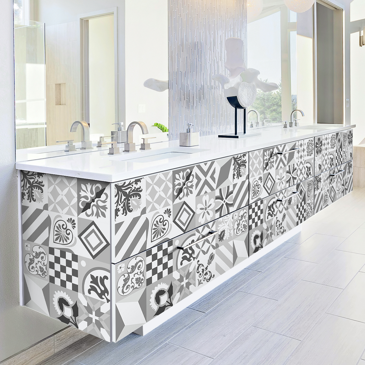 60 vinilos baldosa de cemento muebles campos - adhesivo de pared - revestimiento sticker mural decorativo - 60stickers20x20cm