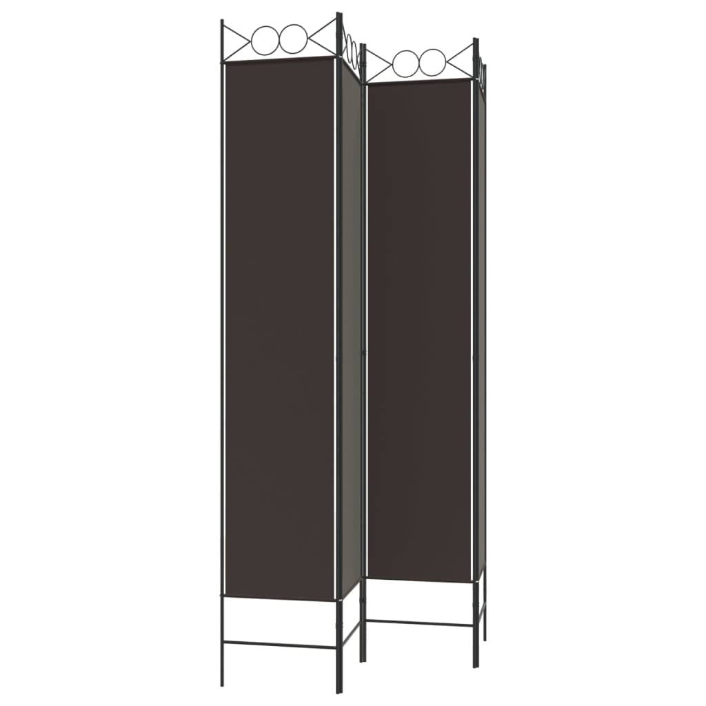 vidaXL Cloison de séparation 4 panneaux Marron 160x220 cm Tissu - 5