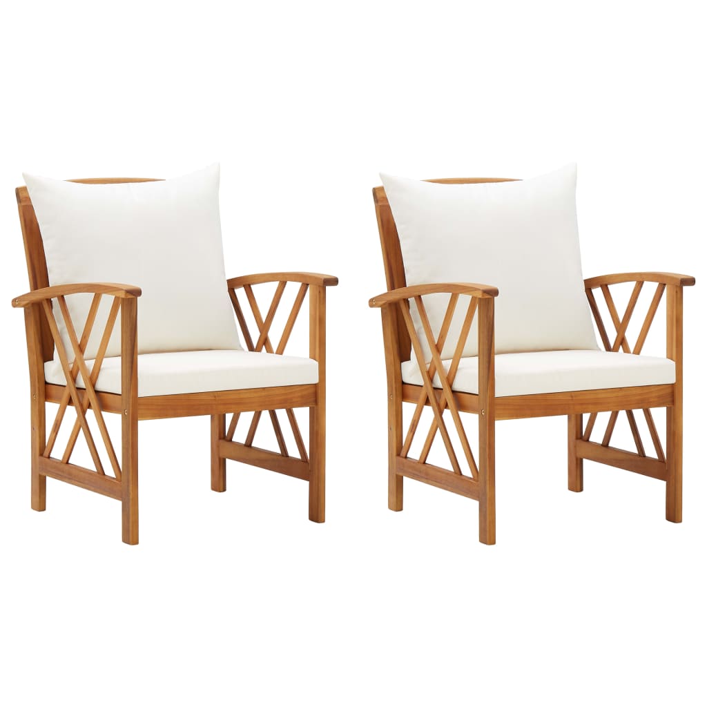 Chaises de jardin avec coussins lot de 2 Bois d acacia massif - 9
