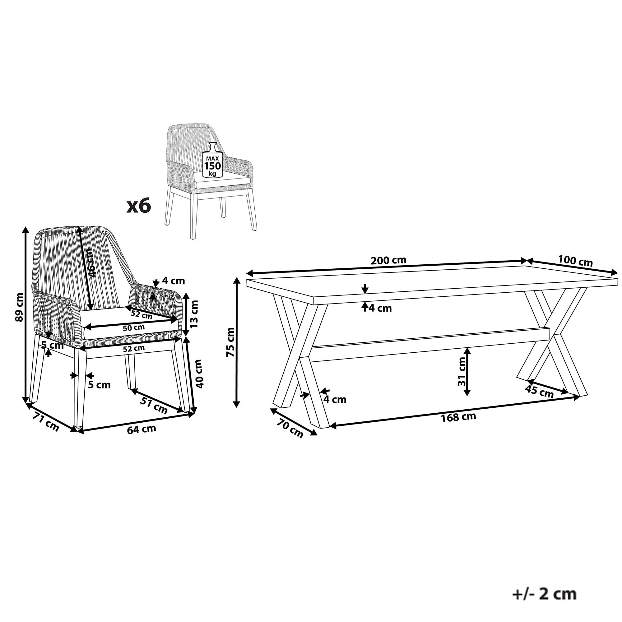Beliani Conjunto de comedor exterior 6 plazas OLBIA con cojines Cemento Negro - 3