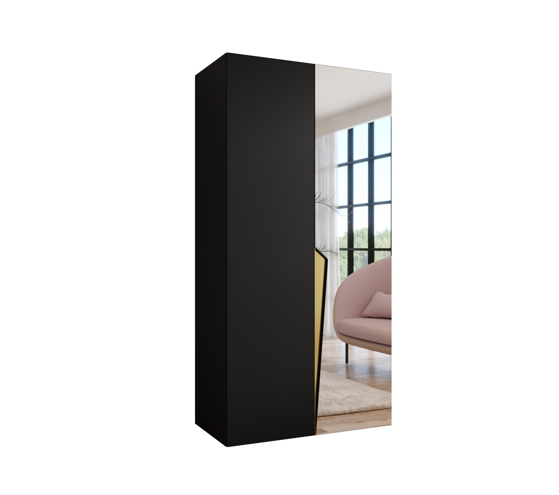 Szafa uchylna otwierana Piano 2 100 x 52 x 202 cm czarny + u. Złoty Abiks Meble