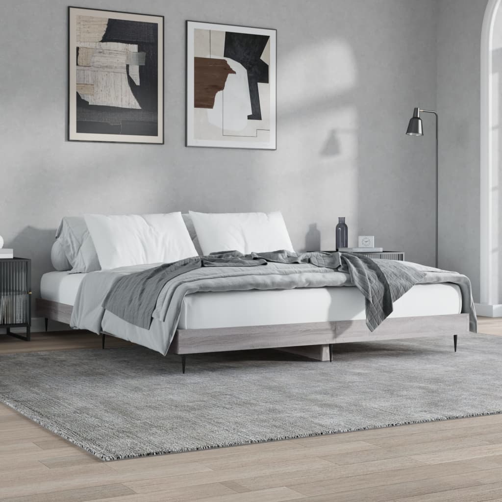 Cadre de lit sonoma gris 140x200 cm bois d'ingénierie - 4