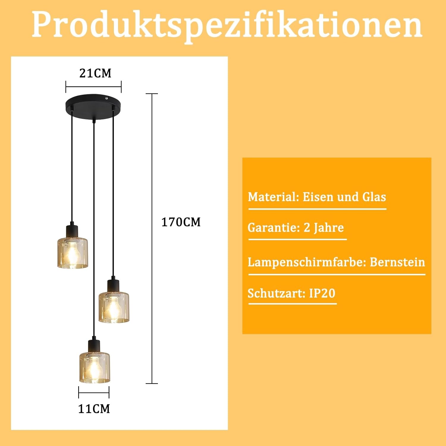 NETTLIFE Suspension Table à Manger Lampe Suspendue Vintage 3 Ampoules Lampe de Table à Manger Suspendue E27 Métal Noir Rétro Industriel - 8