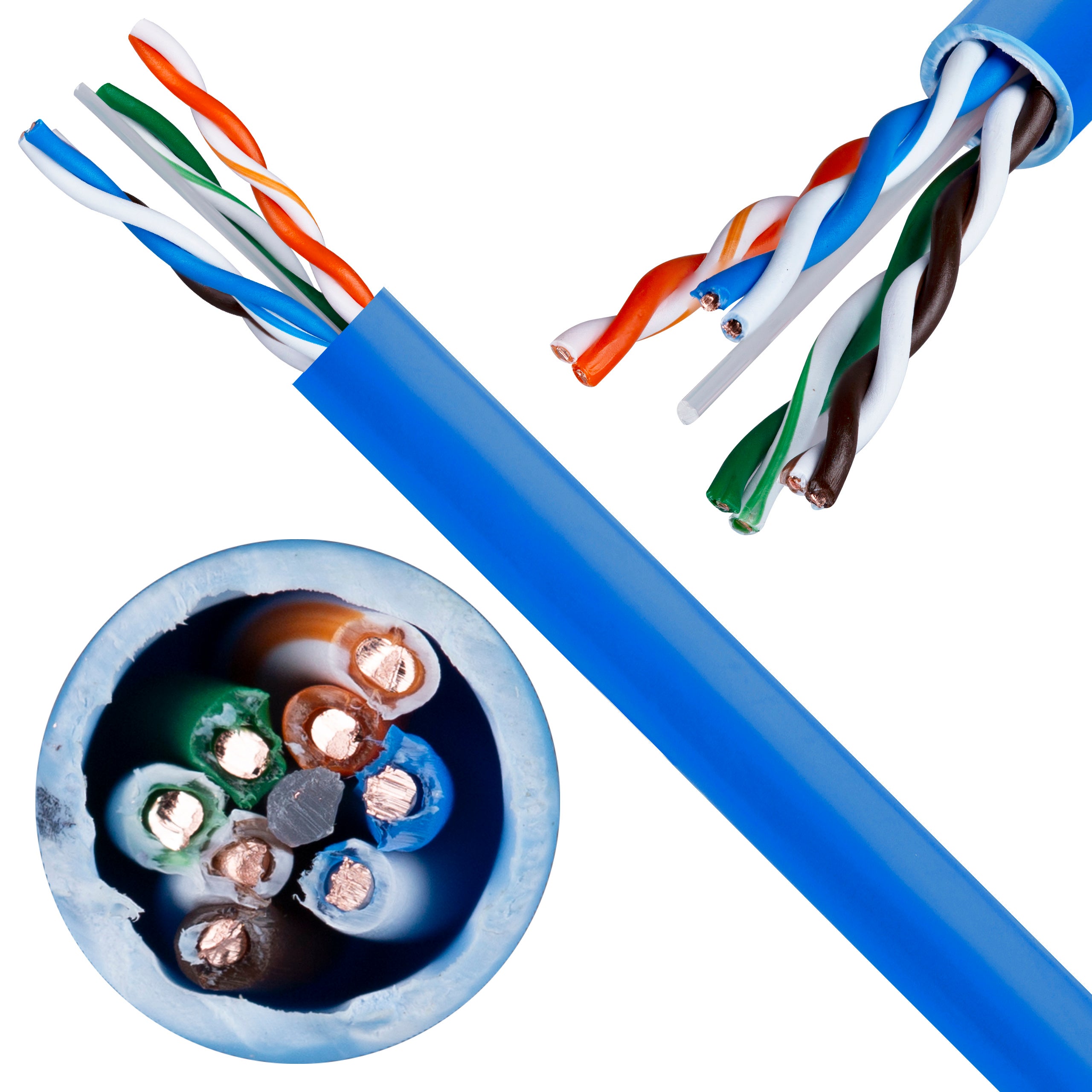 Kabel sieciowy U/UTP kat.6 skrętka 4x2x0,54mm wewnętrzny Dca bezhalogenowy LSOH niebieski Telegärtner 500m