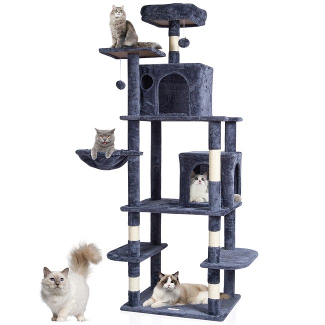 Griffoir Pour Chat Avec Jouet Interactif - Sisal Et Peluche - 20x20x18 Cm - Protection Meubles, Arbre à Grimper