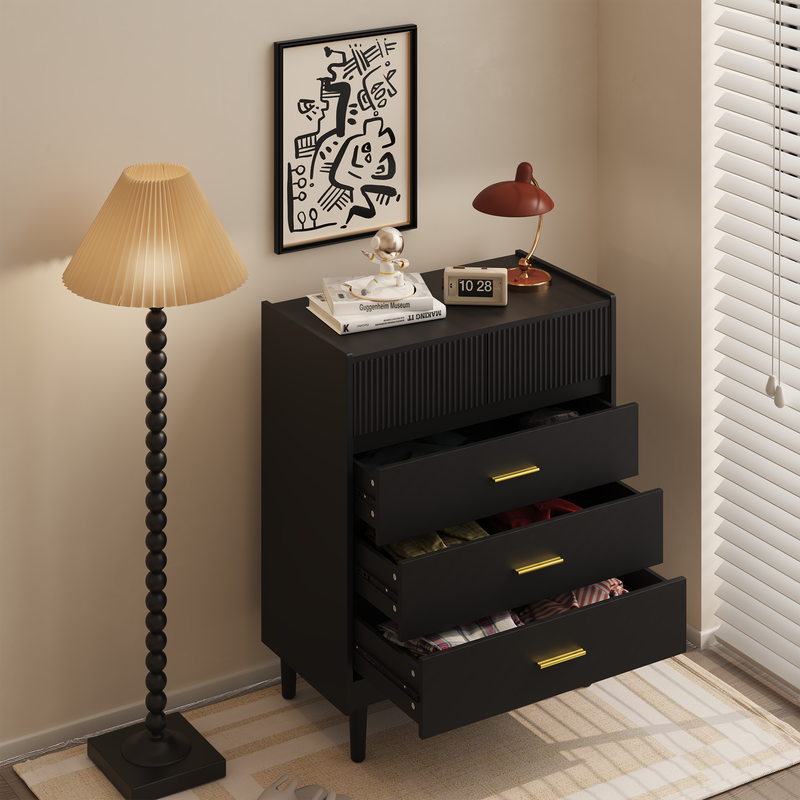 HOMAVO Commode 74 x 94 cm – Meuble de rangement moderne avec 5 tiroirs spacieux - 2