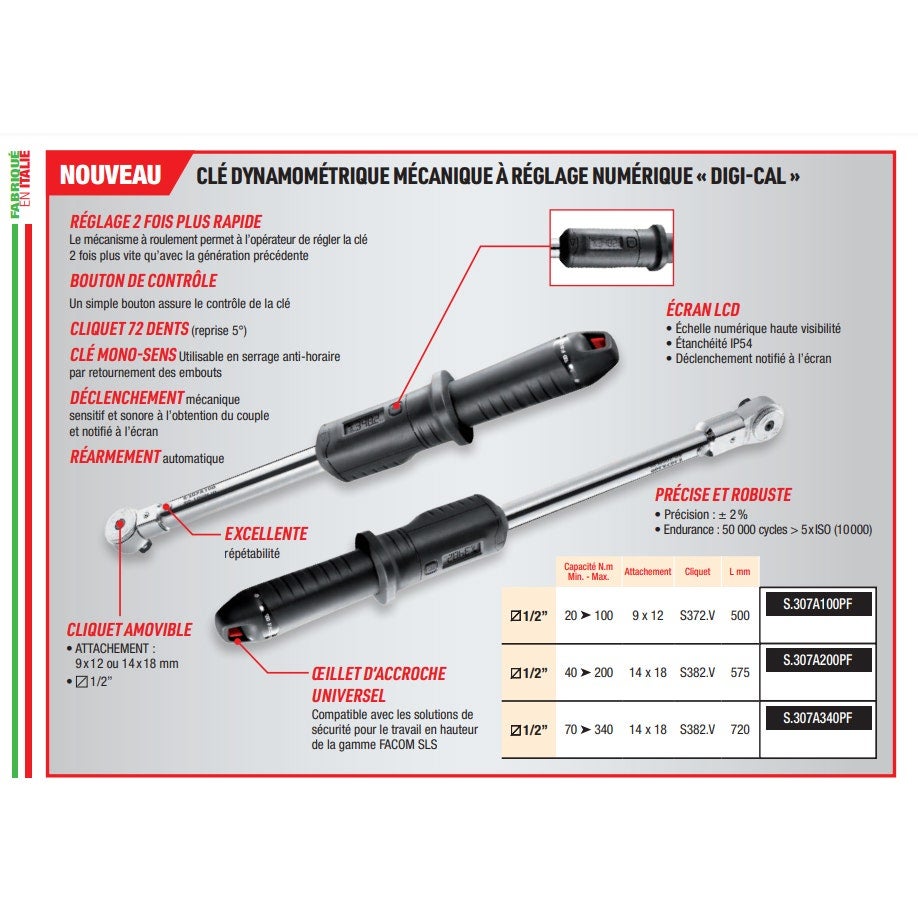 Clé Dynamométrique FACOM 40-200 Nm – Neuf, Déclenchement, 1 Pièce