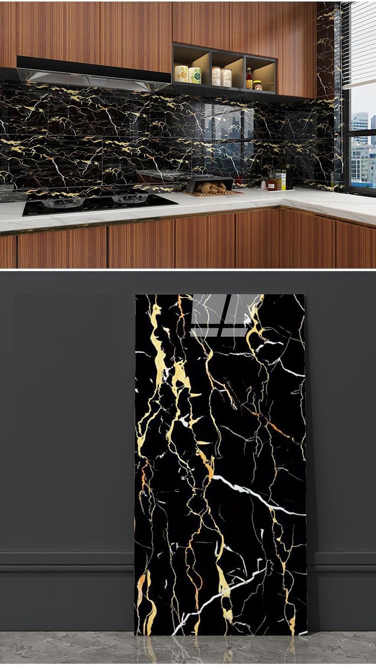 Set di 6 pannelli murali in PVC autoadesivi ed elastici, effetto marmo, decorazione murale, spessore 2 mm - 3