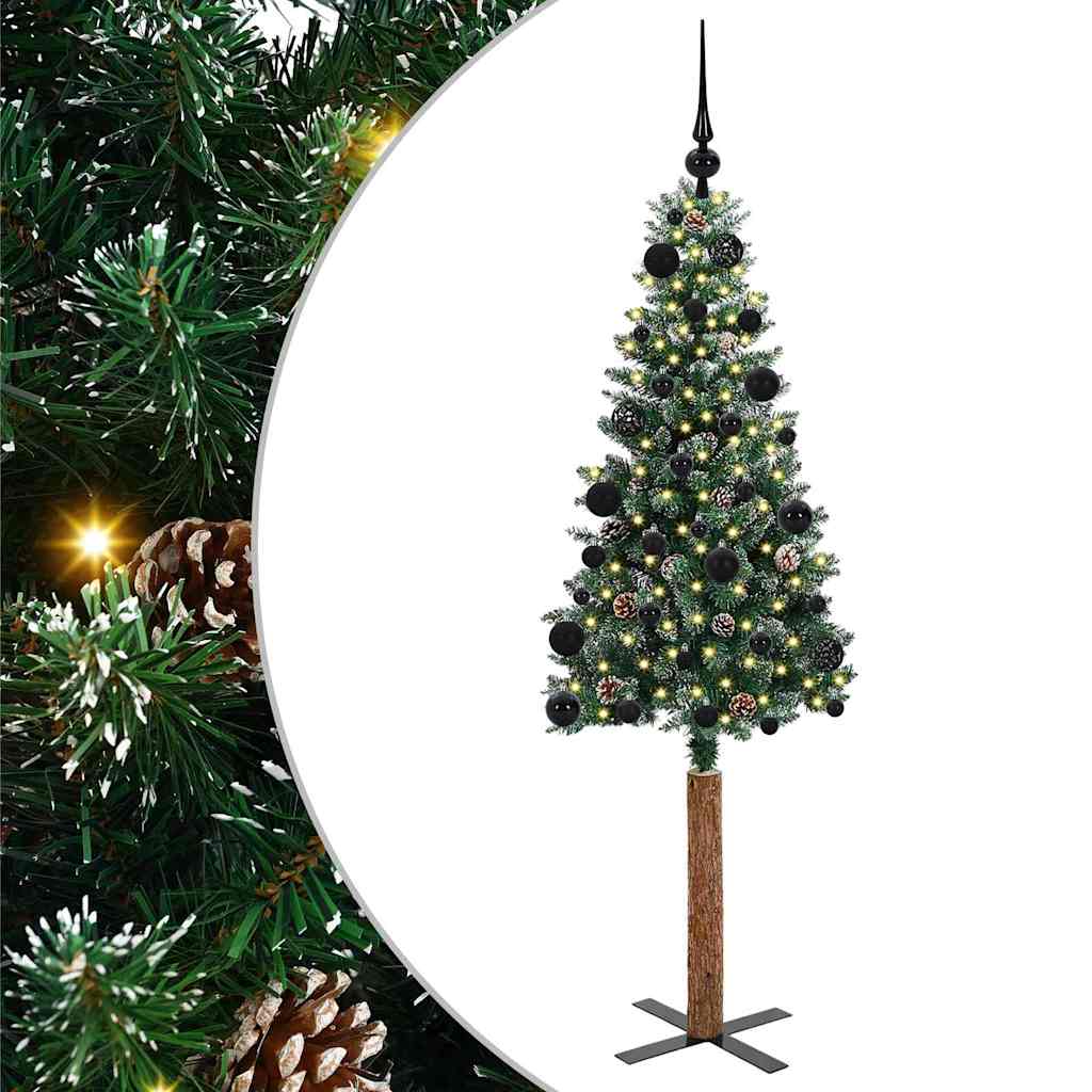 Szczupła Choinka z 150 diodami LED Zielony i Biały 150 cm