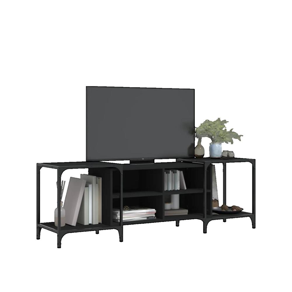 vidaXL Meuble TV noir 153x37x50 cm bois d'ingénierie - 3