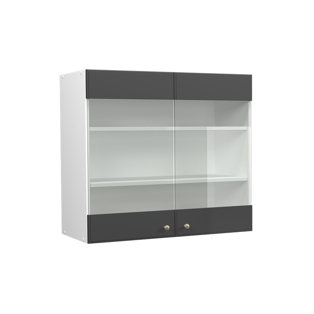Vicco Szklana szafka kuchenna Fame-Line, Antracytowo-złoty, 80 cm