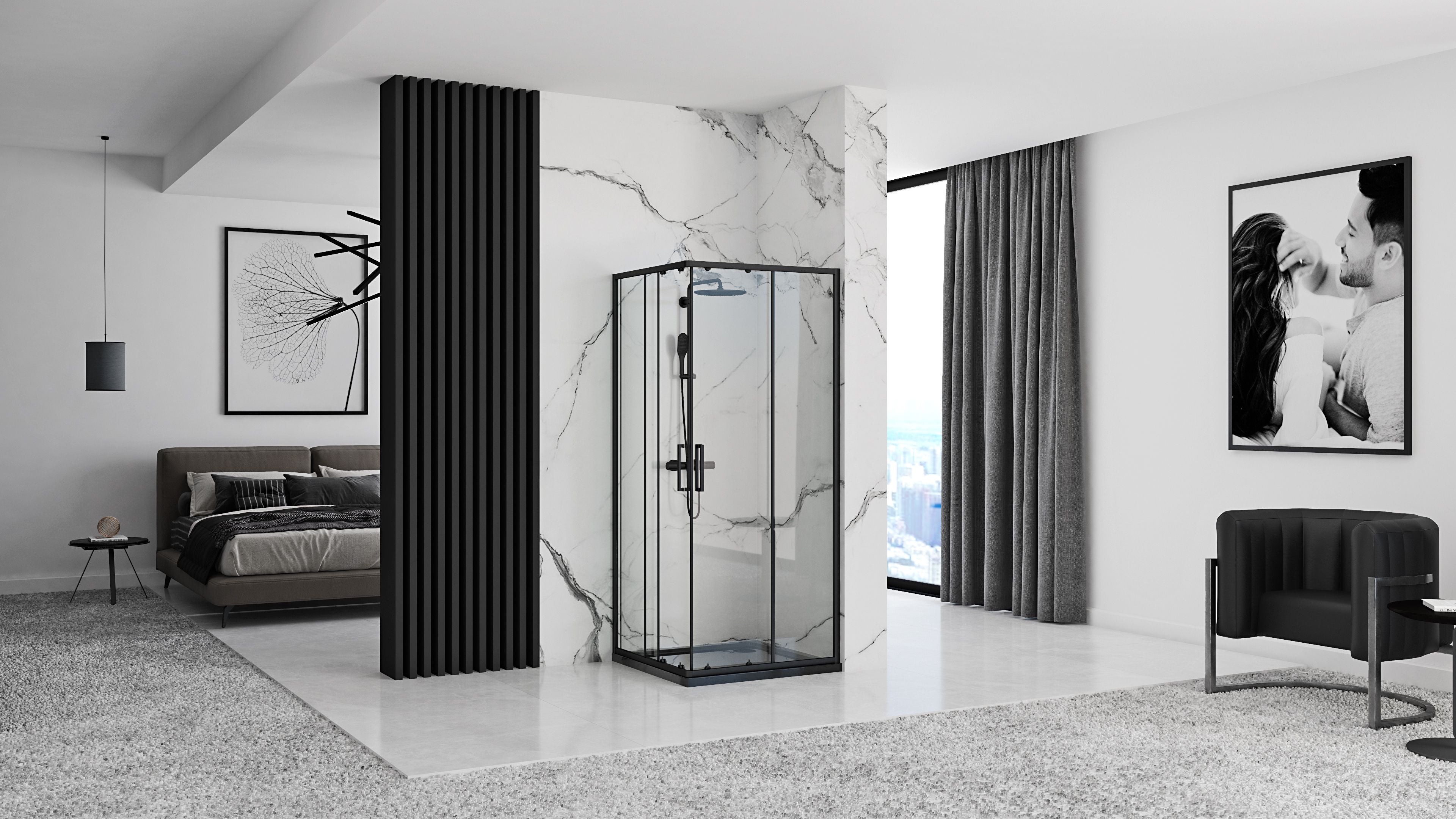 CABINE DE DOUCHE REA PUNTO 80X80 BLACK - 4