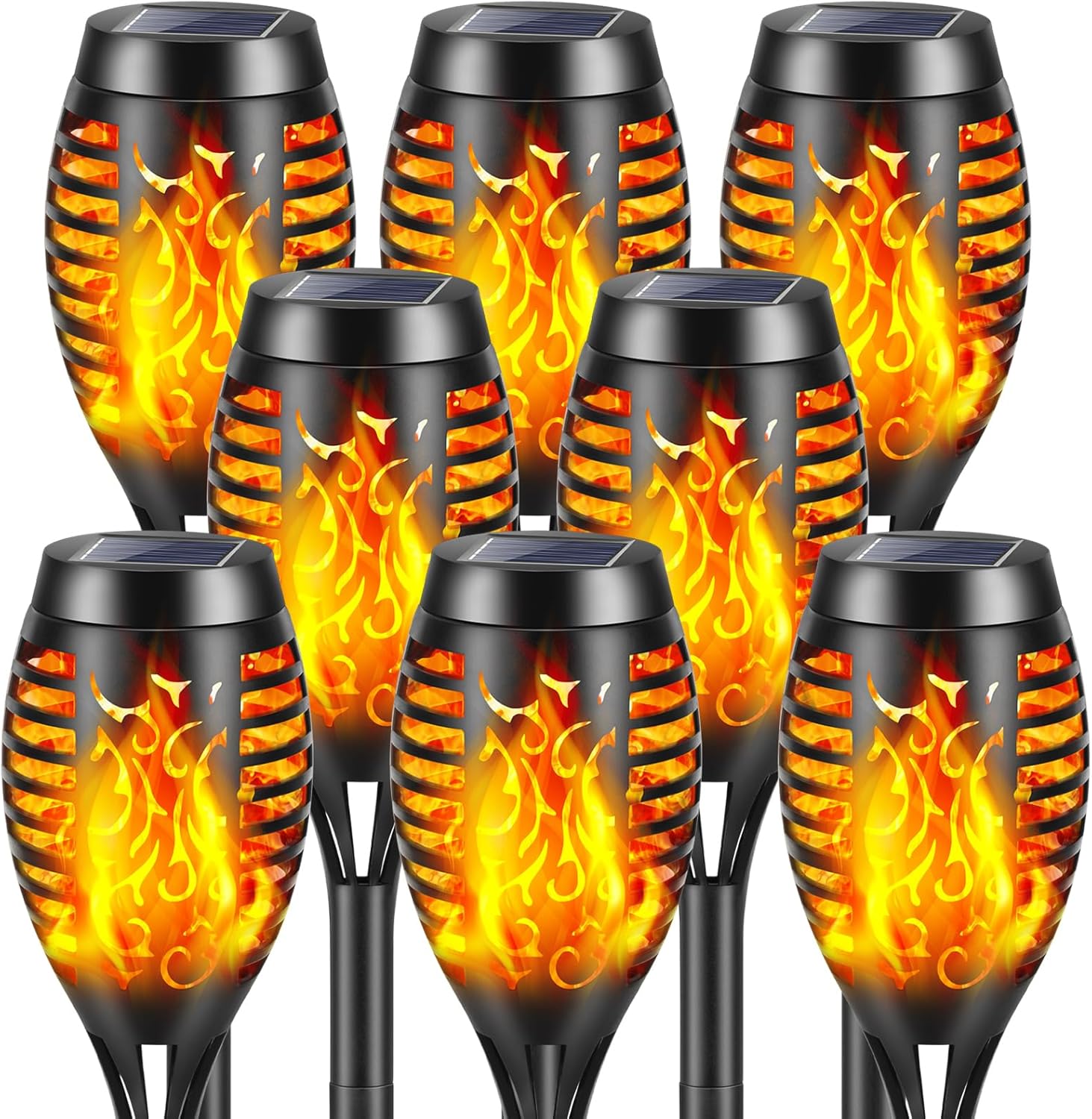 Lampa solarna z płomieniem, lampa ogrodowa, wodoodporna lampa solarna, odpowiednia do dekoracji ogrodu, na patio, 8 świateł