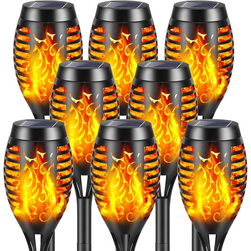 Lampa solarna z płomieniem, lampa ogrodowa, wodoodporna lampa solarna, odpowiednia do dekoracji, ogrodu, tarasu, 8 świateł