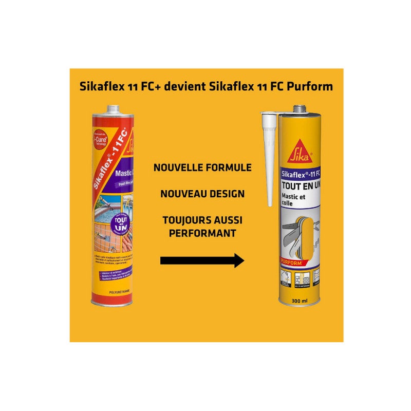 Lot de 3 mastics colles multi-usages SIKA Sikaflex 11 FC Purform - Noir - 300ml - 3