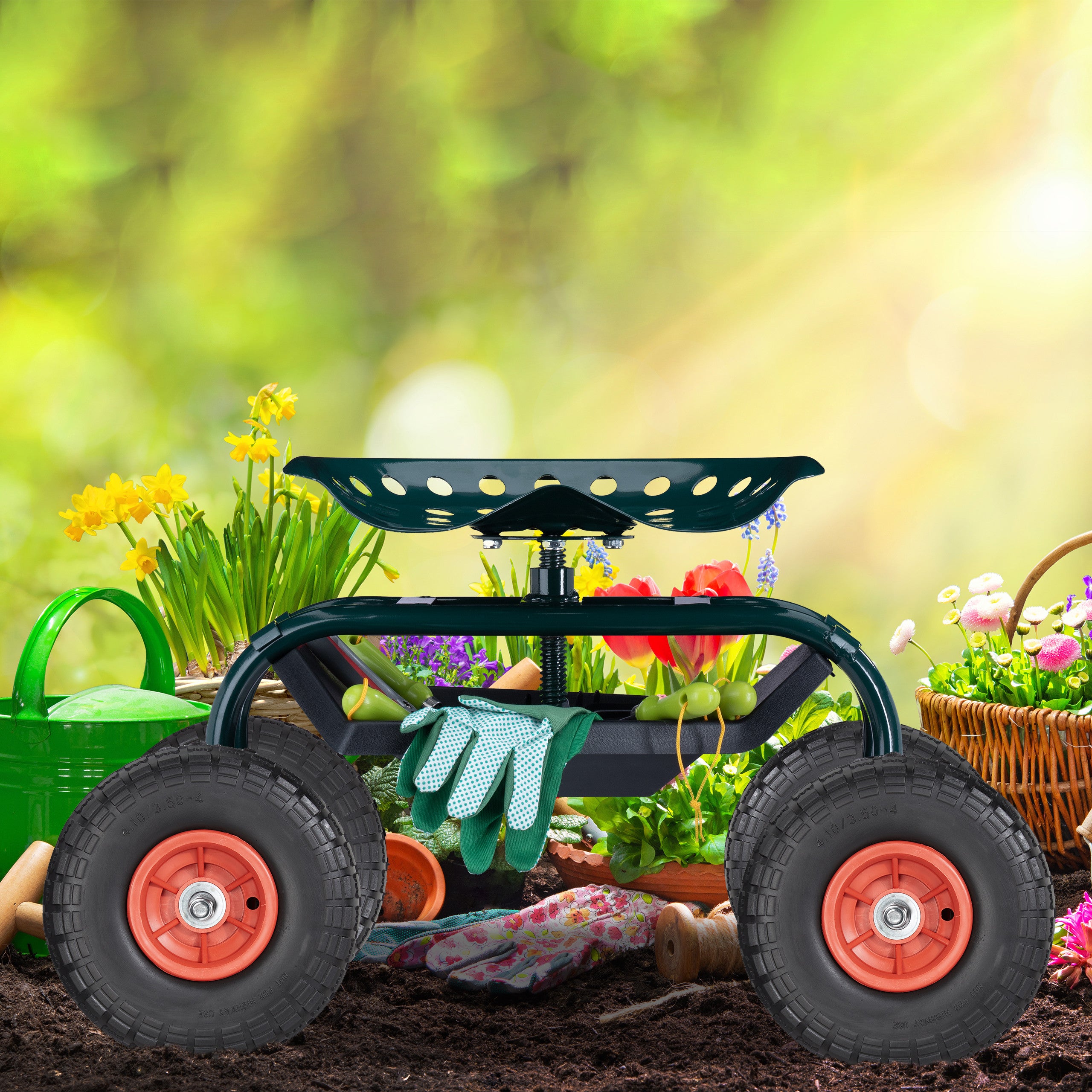 Roue de diable Set de 2 en caoutchouc 260x85, roue en caoutchouc,16 mm, 4.1/3.5-4 essieu 150 kg,noir/ rouge, Relaxdays - 2