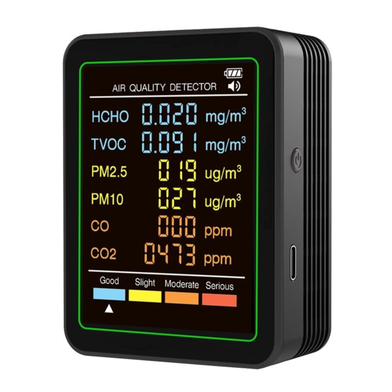 Détecteur De CO2 Et Qualité D'air - Moniteur TVOC En Temps Réel Avec écran Couleur - USB - Pour Maison, Bureau, école - 10
