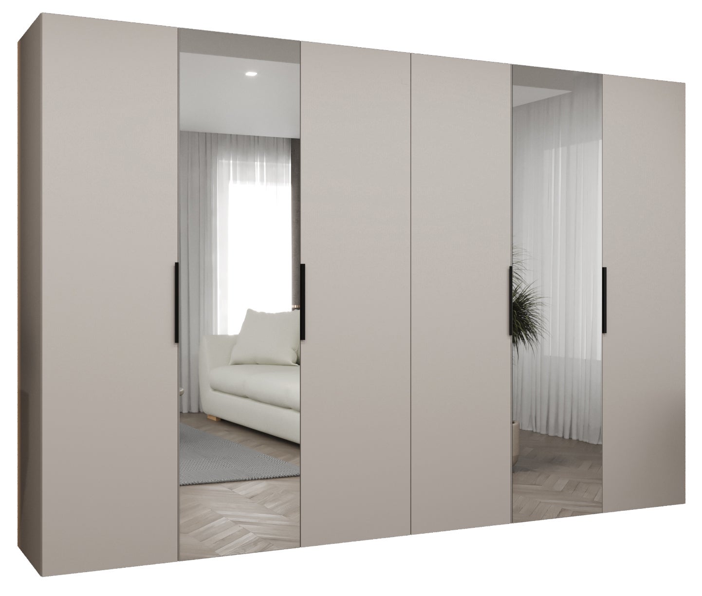 Szafa uchylna otwierana Marbella 2 300 x 52 x 202 cm kaszmir + u. czarny Abiks Meble