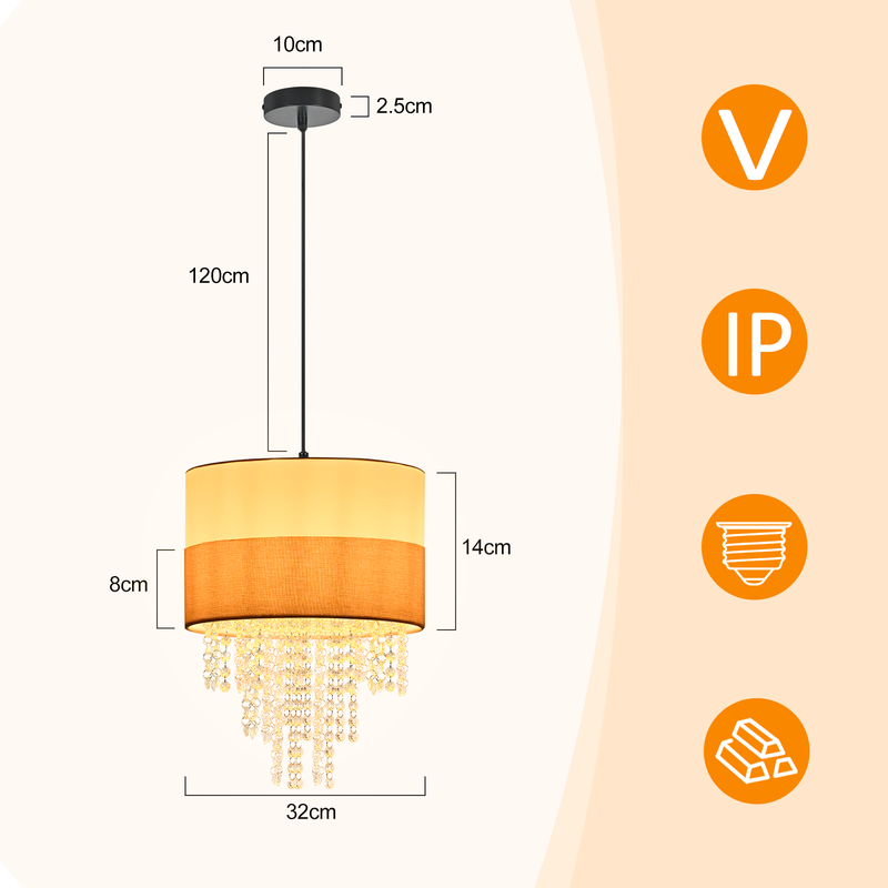 Nettlife Lampa Wisząca Vintage 1xE27, Kryształowa, Regulowana, Retro do Jadalni i Sypialni (Brak żarówki) - 5