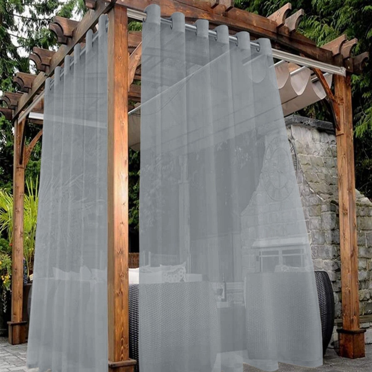 HolidayIdeas Tende Da Esterno Trasparenti Grigie 137x274 Cm: 2 Pannelli Impermeabili Con Occhielli Per Gazebo E Pergolato