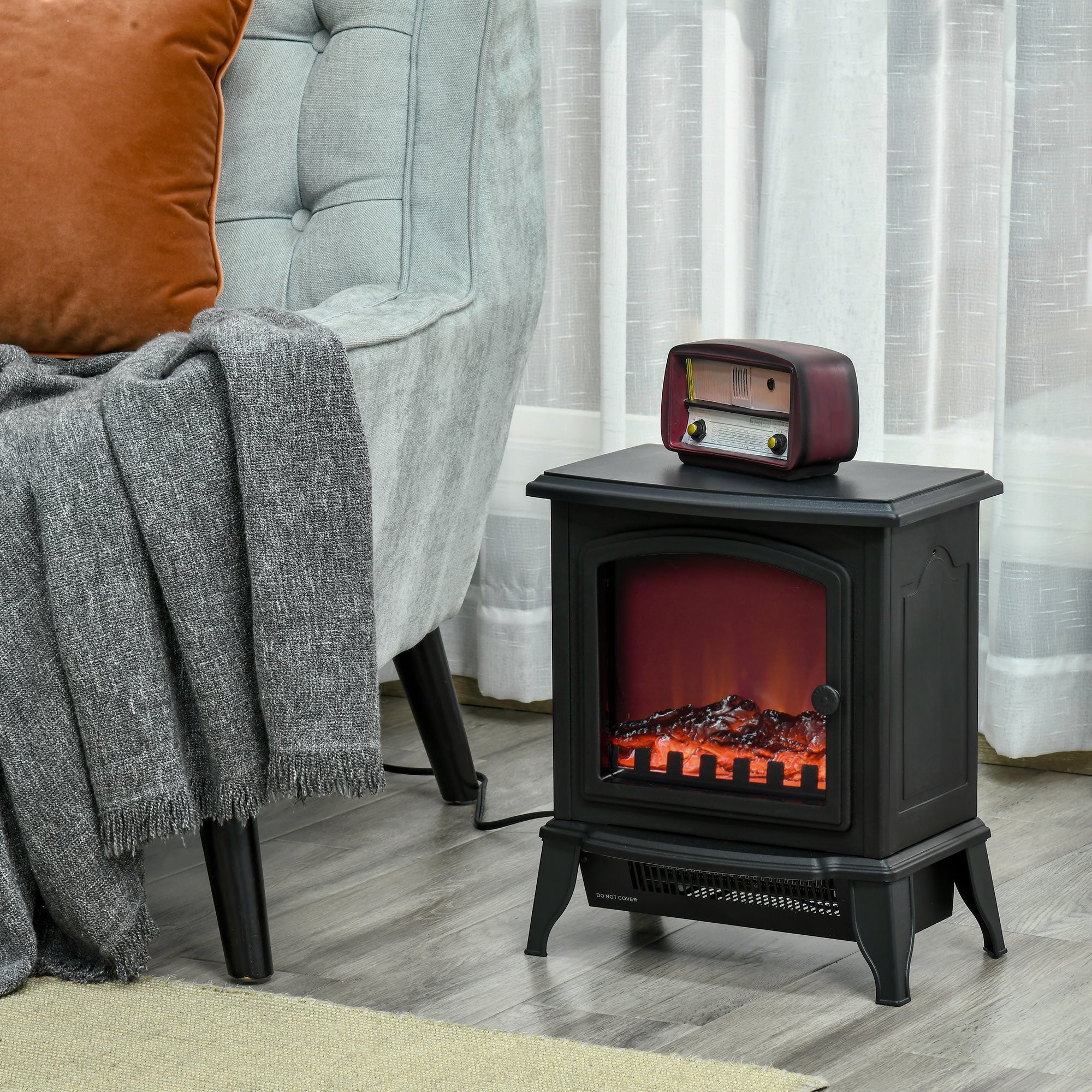 Cheminée électrique portable 1000W/2000W avec effet flamme, en ABS et ...