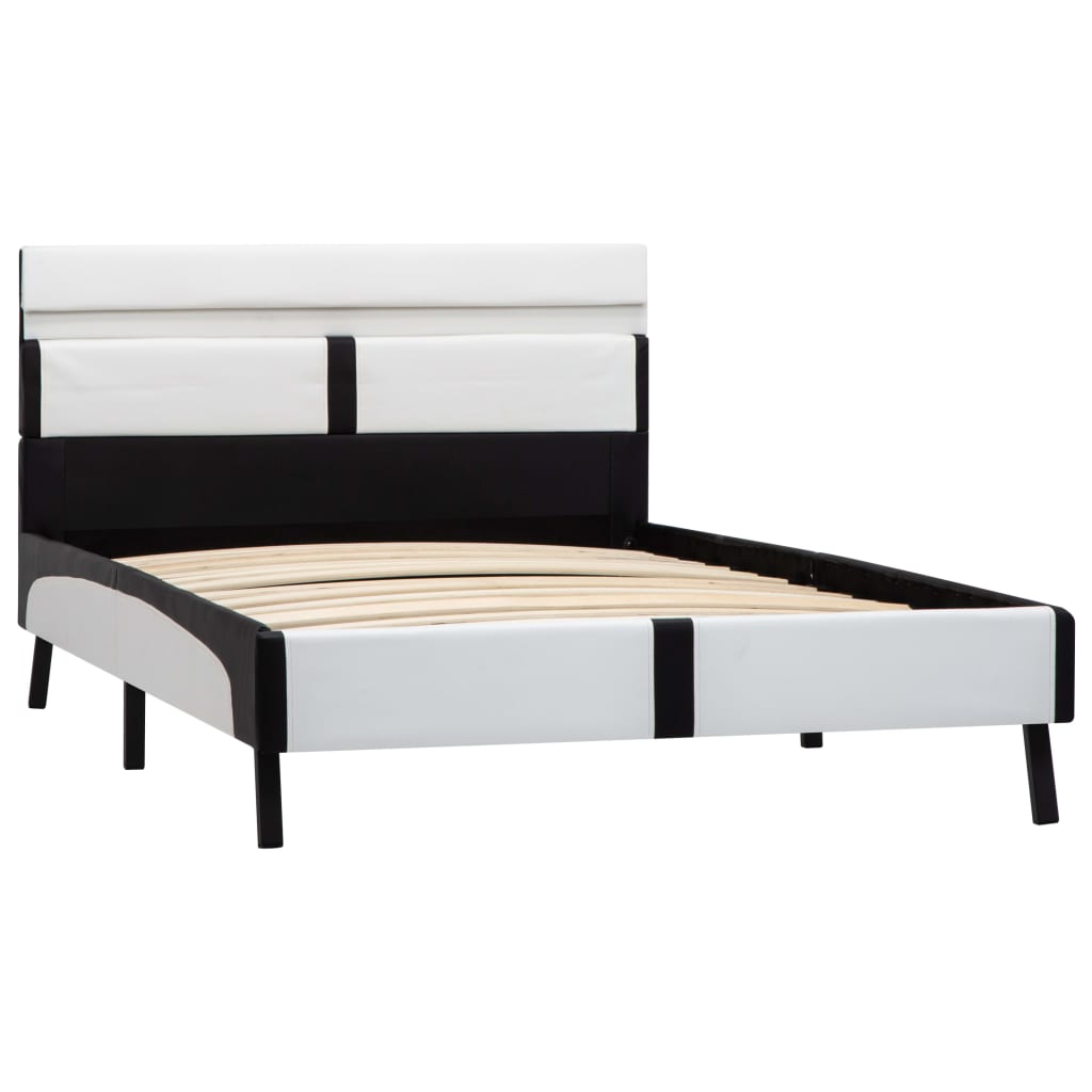 Maison Exclusive - Estrutura cama c/ LED 90x200 cm couro artificial branco e preto - 3