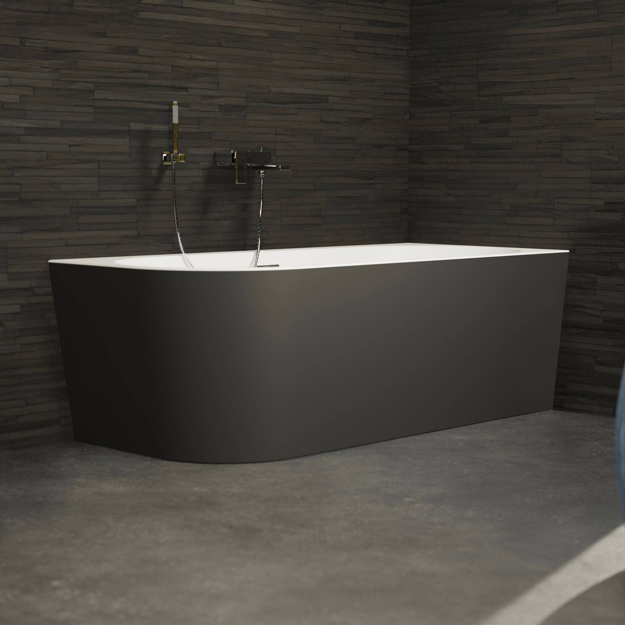 Baignoire Ilot Capri 170 droite noire 170 x76 x58 cm, by SPALINA - 3