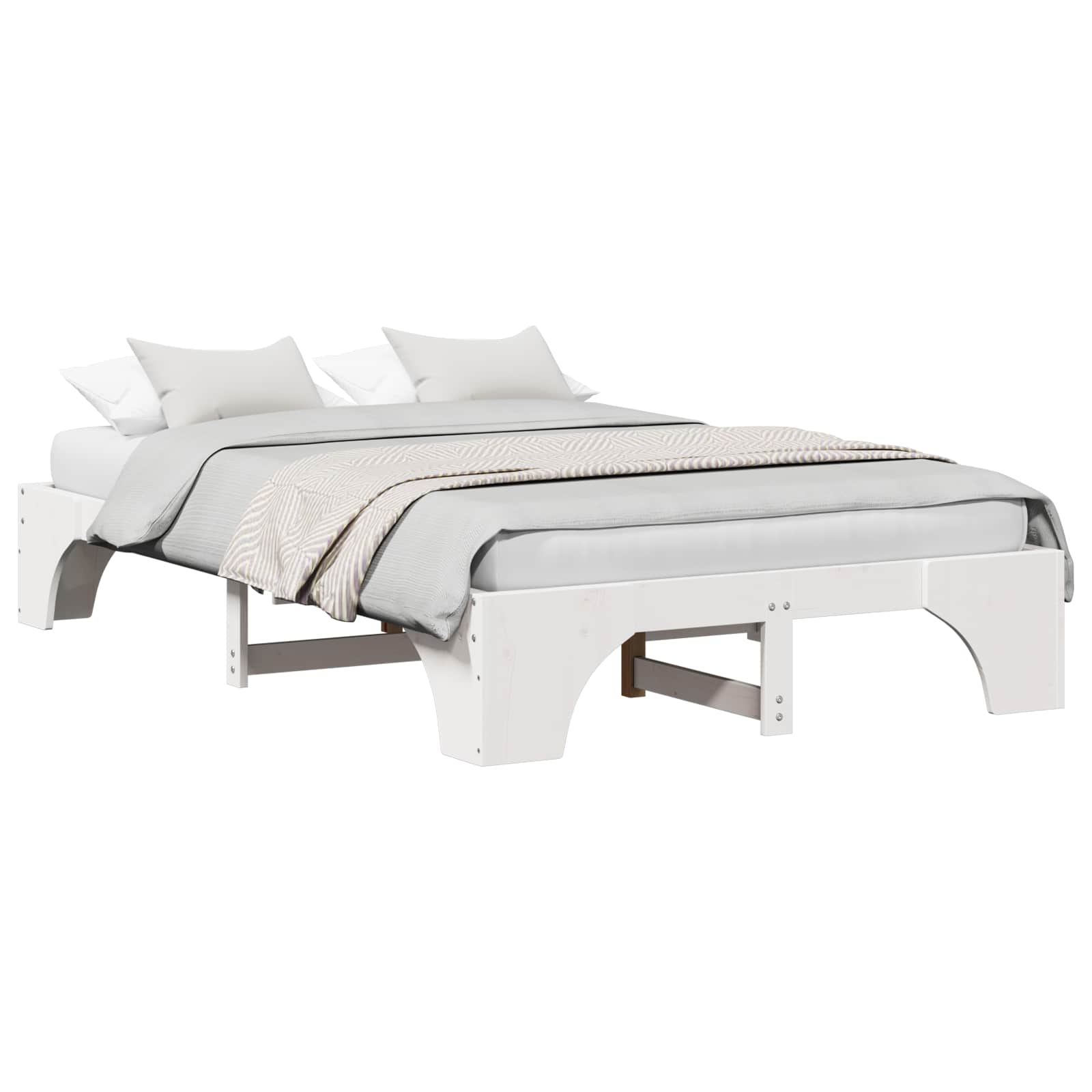 Cadre de lit en pin massif blanc, pour la chambre, 120 × 190 cm - 2