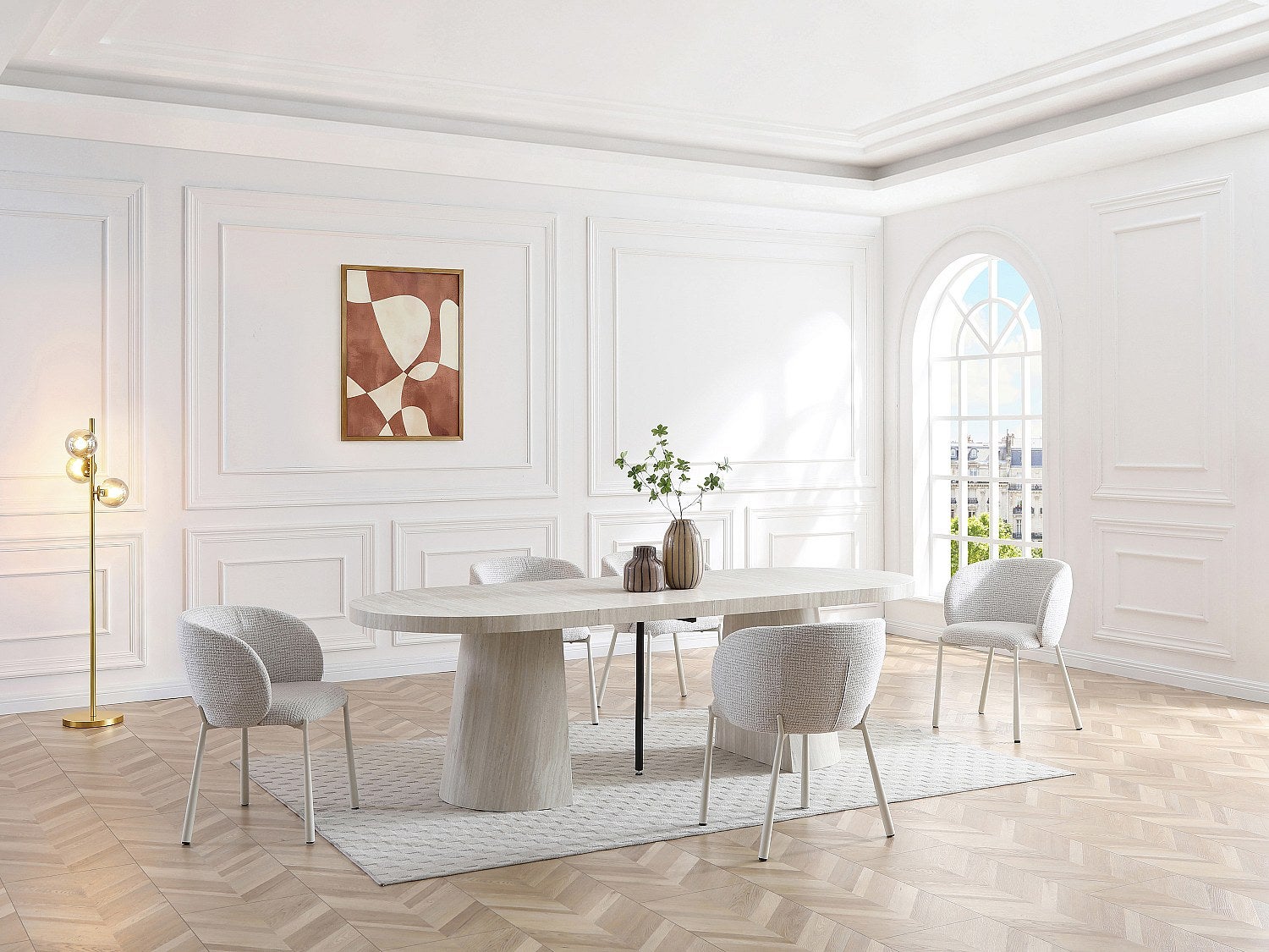 Zestaw 2 krzeseł z tkaniny tweedowej i metalu - Kremowy - SIJOLA