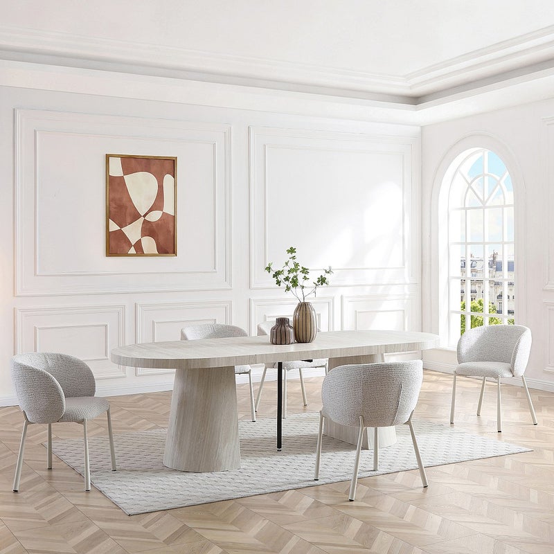 Zestaw 2 krzeseł z tkaniny tweedowej i metalu - Kremowy - SIJOLA